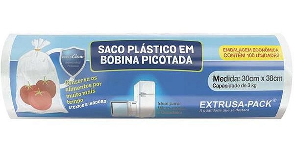 Saco Plástico P/ Alimentos - Bobina Picotada 30x38cm 100unid