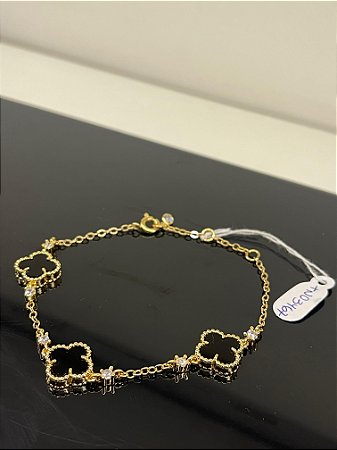 Pulseira Delicada Trevo com Zircônias – Banhada a Ouro 18k/ Semijoia