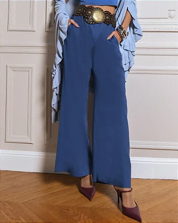 Calça de Linho Misto/ Azul/ Murau