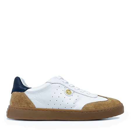 Tênis Casual/ Couro/ Nocciola Branco/ Luz da Lua