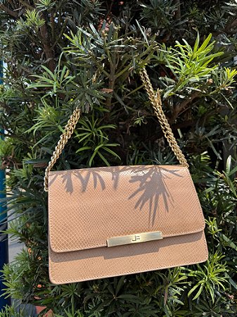 Bolsa de Couro/ Snake Glow Natural/ Nude/ Jorge Bischoff