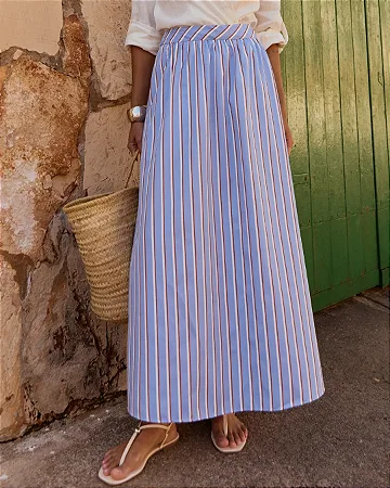 Saia Midi Stripes Azul/ Murau