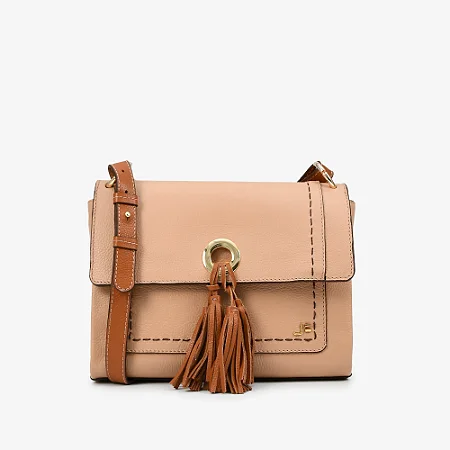 Bolsa Transversal em Couro/ Nude Natural Marrom/ Jorge Bischoff
