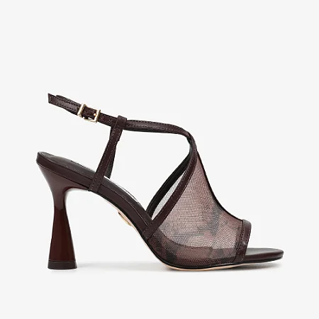 Sandália Marrom Florença Tecido Cobra Couro/ Jorge Bischoff