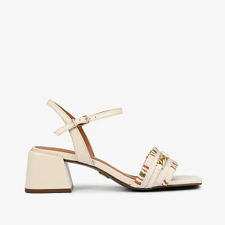 Sandália Off White Brulée Tecido Couro/ Jorge Bischoff