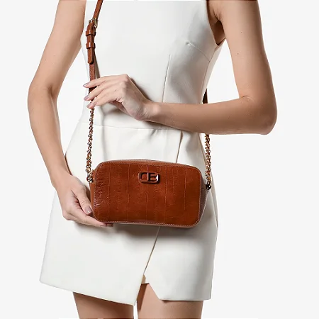 Bolsa Transversal Marrom Tabaco Couro/ Jorge Bischoff