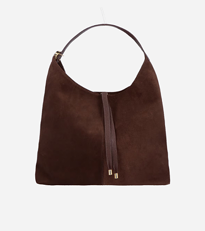 Bolsa Hobo Em Camurça Café Média/ Luiza Barcelos