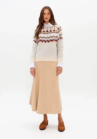 Saia Midi Lady Like Com Cintura Alta/ Lança Perfume