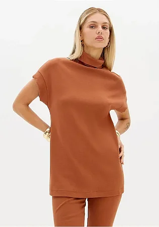 Blusa Alongada De Gola Alta/ Lança Perfume