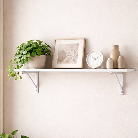 Prateleira Mdf 100cm X 20cm Branca C/ Mão Francesa