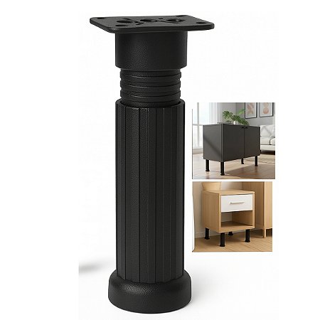 Pé Preto Regulável Móveis Armário Redondo 17 A 24cm