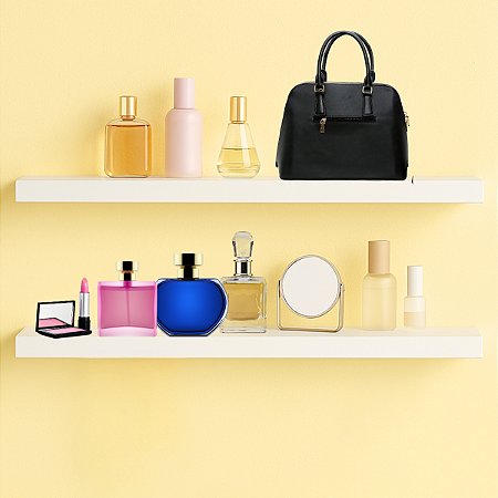 Prateleira De Mdf Branca Fosca 80x20 Kit C/ 2 Und Flutuante