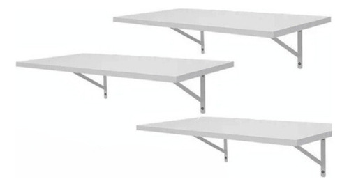 Prateleira Mdf Branca Fosca 80x40 Kit C/ 3 Und Mão Francesa