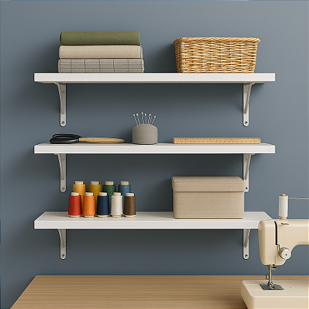 Prateleira Mdf Branca Fosca 80x40 Kit C/ 3 Und Mão Francesa