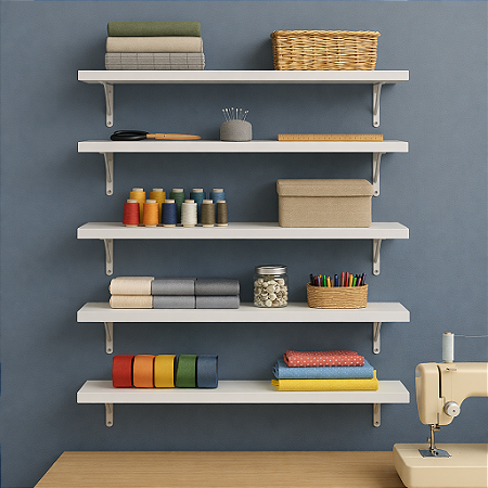 Prateleira Mdf Branca Fosca 80x40 Kit C/ 5 Und Mão Francesa