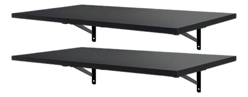 Kit 2 Prateleiras Preta Mdf 80x25 Mão Francesa - Decoração