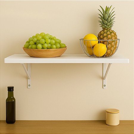 Prateleira Mdf Branca Fosca 80x25 Kit C/ 1 Und Mão Francesa