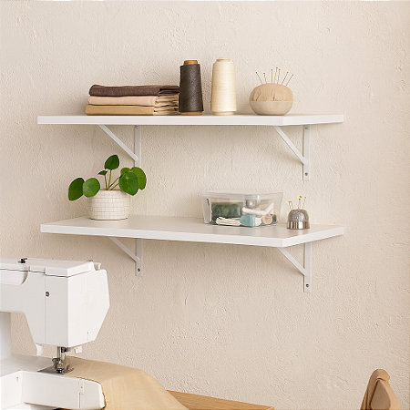 Kit 1 Prateleira Decoração 100x25 Mdf Branca Mão Francesa