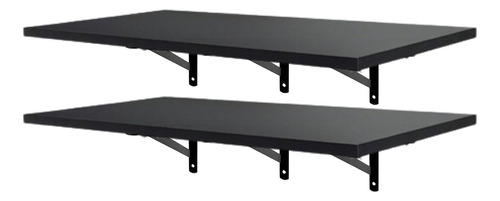 Kit 2 Prateleira Preta Mdf 150x25 Mão Francesa - Decoração