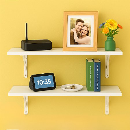 Kit 2 Prateleiras Preta Mdf 40x30 Mão Francesa - Decoração