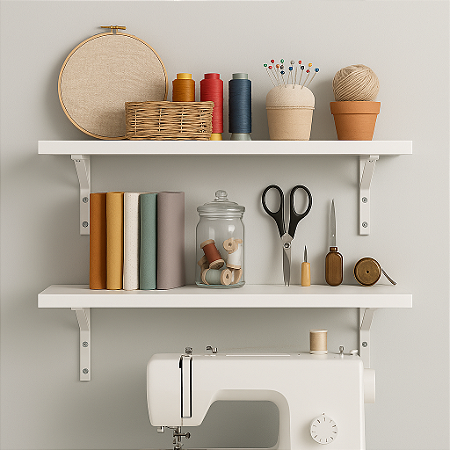 Kit 2 Prateleira Mdf 60x35 Mão Francesa - Decoração