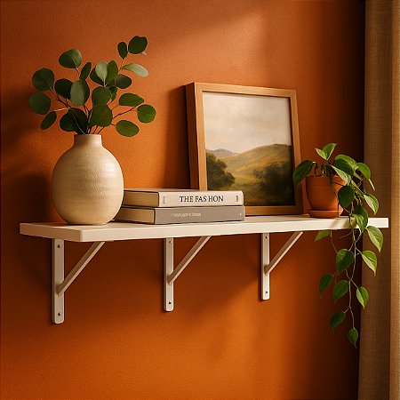 Kit 1 Prateleiras 150x35 Decoração Mdf Branca Mão Francesa