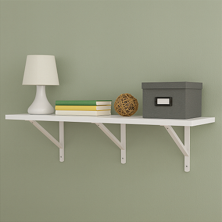 1 Prateleiras 150x40 Decoração Mdf Branca Mão Francesa