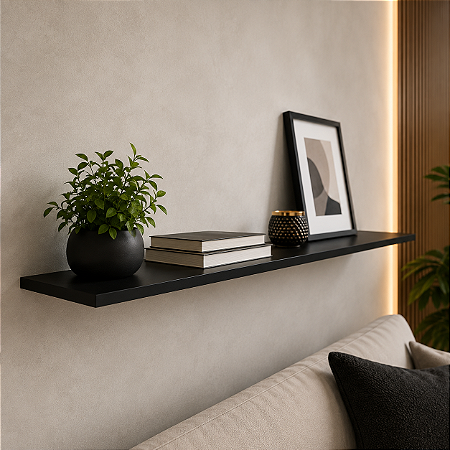 1 Prateleira Preta 150x20 Sem Suporte - Decoração