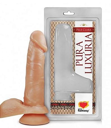 Prótese Pura Luxúria Realística com Escroto e Ventosa 15 × 3,8 cm – Acessório Íntimo | Sexy Fantasy