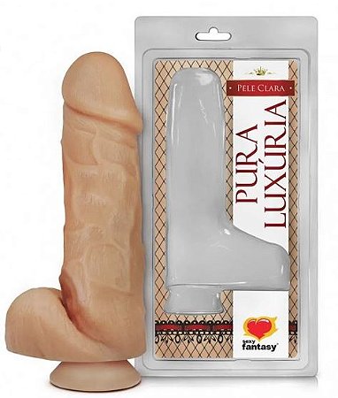 Prótese Pura Luxúria Realístico com Escroto e Ventosa 18 × 5 cm – Acessório Íntimo | Sexy Fantasy