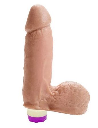 Prótese Fogo da Paixão com Vibro e Escroto 13,5×4,8 cm – Acessório Íntimo | Hot Flowers