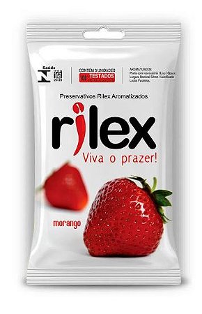 Preservativo Lubrificado com Aroma de Morango com 3 Unidades – Proteção e Sabor | Rilex