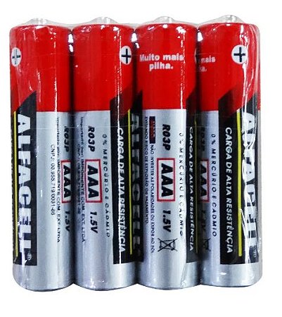 Pilha Comun Palito AAA 1.5V Com 4 Unidades - Alfacell