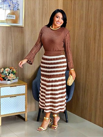 Conjunto em Tricô Marrom