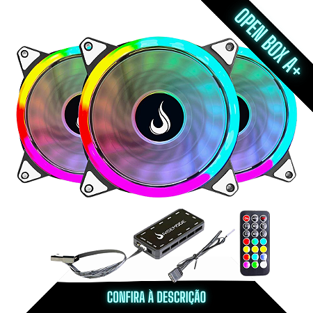 Open Box Kit 3 Fans Gamer Rise Mode Energy ARGB - RM-02-RGB-5V-A+