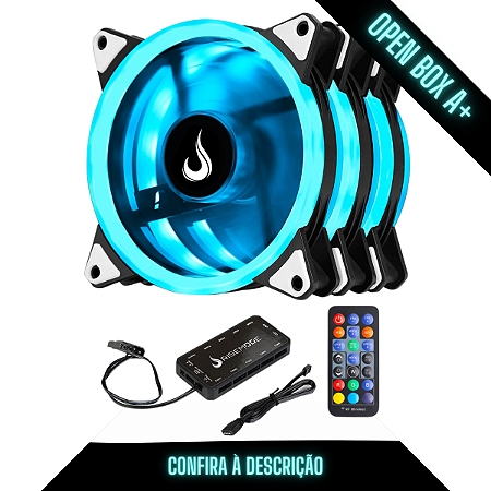 Open Box Kit 3 Fans Gamer Rise Mode Smart RGB - RM-FN-02-RGB-A+