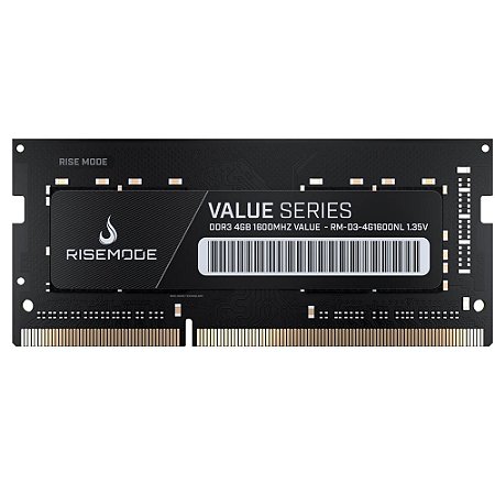 Memória Notebook Rise Mode Value Series 4GB DDR3 1600Mhz Preto - RM-D3-4G1600NL