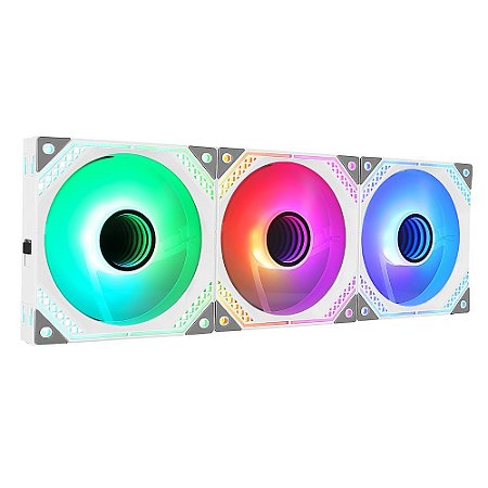 Kit 3 Uni Fans Gamer Rise Mode Magneto White ARGB - RM-MA-02-ARGB