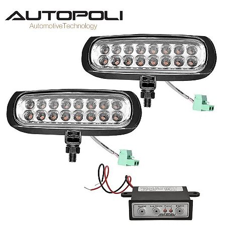 Farol Auxiliar Slim 16 Leds 3,2W 12/24V Branco-Autopoli