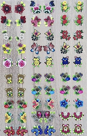 Adesivos³D Médio-Cartelão com 60 (uni).