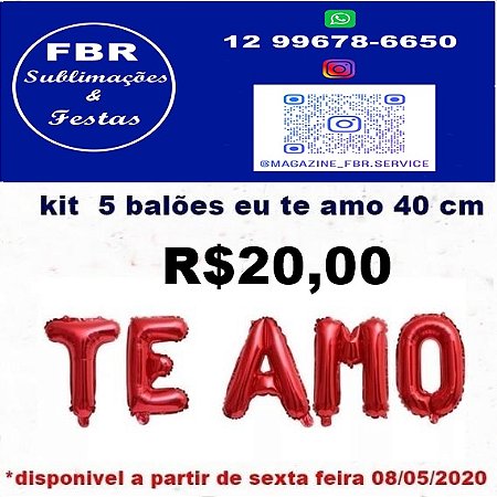 BALÕES TE AMO  COM 5 UNIDADES