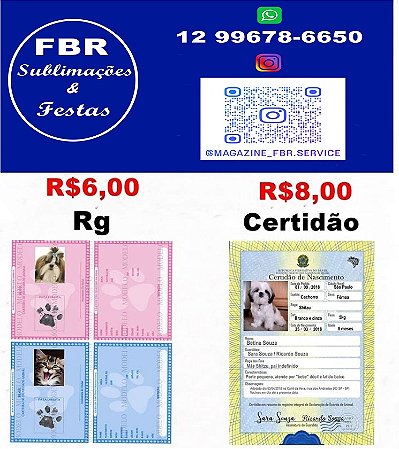 RG E CERTIDÃO PARA PET