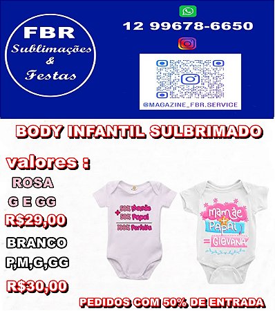 BODY INFANTIL TAMANHOS