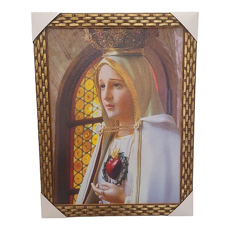 Quadro Decorativo Nossa Senhora De Fatima Coração 35x45cm