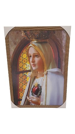 Quadro Decorativo 50x70Cm Nossa Senhora De Fatima Coração