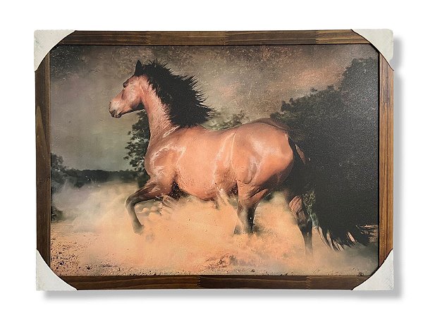 Quadro Decorativo Paisagem Cavalo Castanho 50x70cm