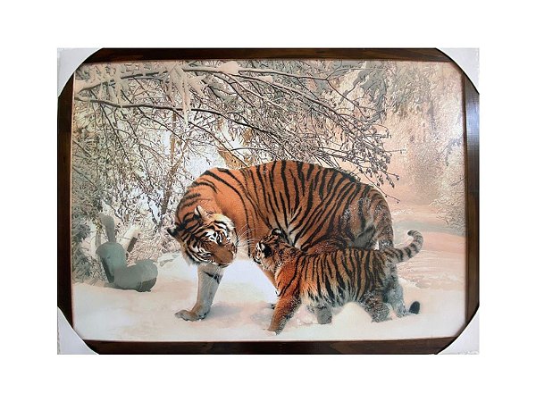 Quadro Decorativo Paisagem Tigre com Filhote 50x70cm