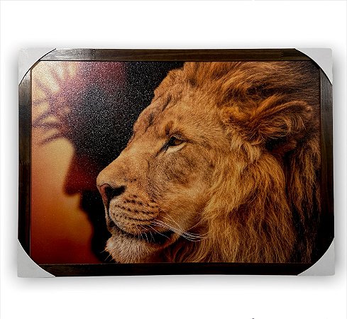 Quadro Decorativo Leão Judá Rosto Cristo 50x70cm Moldurado