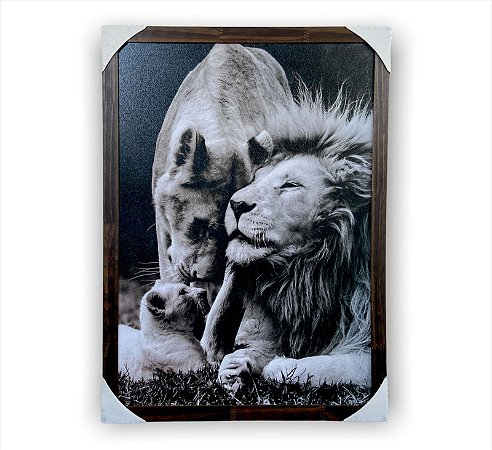 Quadro Decorativo Família Leão Paisagem 50x70 Moldura