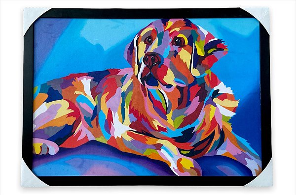 Quadro Decorativo Tema Cachorro Colorido 50x70cm